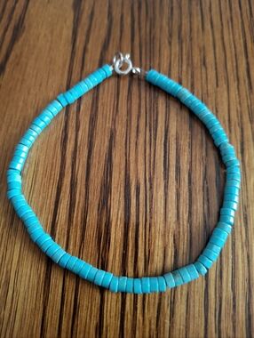 Anklet Heishi Turquoise Natural Stone Beads 9.5"
